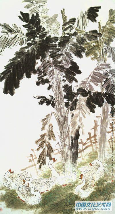 蕉荫群鹅图 2006年 240cmX80cm