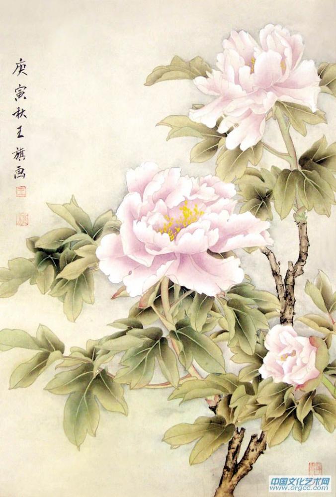 国画家王旗花鸟作品《春韵》