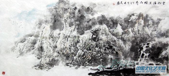 画家杜晓春花鸟作品《云树满溪绿初齐》