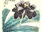 画家索铁生花鸟扇面作品《浮香绕曲岸》