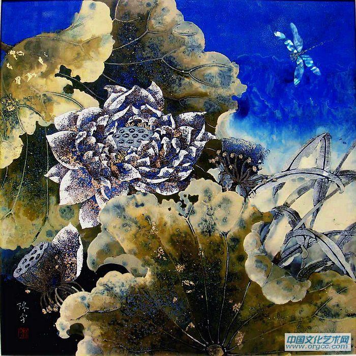 陳宇漆畫《清輝》60cmX60cm