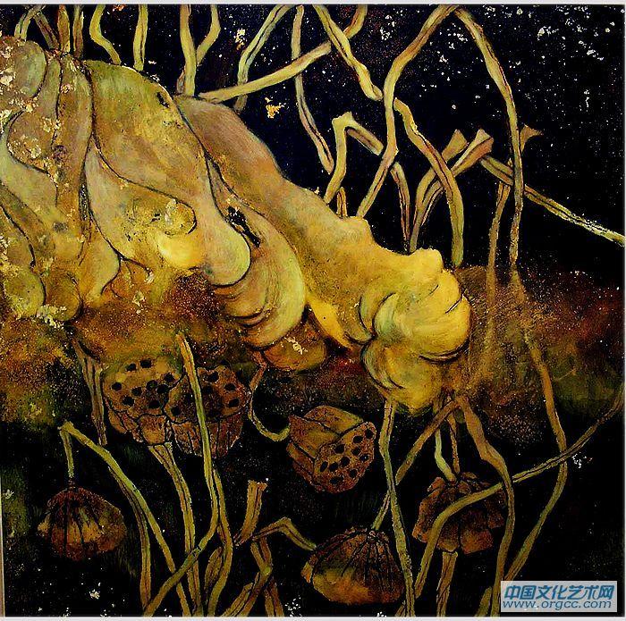 陈宇漆画《秋意》60cmX60cm