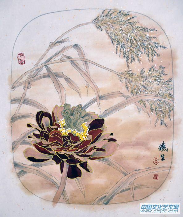 画家索铁生花鸟扇面作品