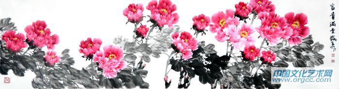 画家索铁生花鸟作品《富贵满堂》