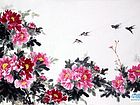 画家闫秀伶花鸟作品《洛阳花》