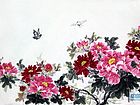 画家闫秀伶花鸟作品《国色天香》