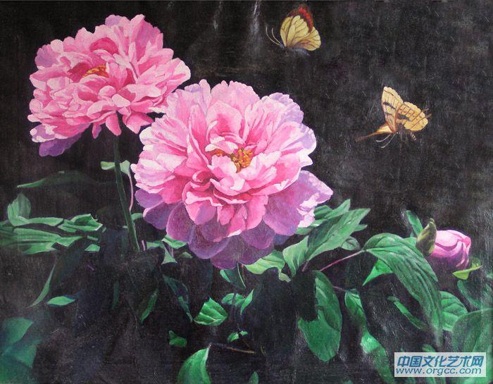 油画《彩蝶双飞》