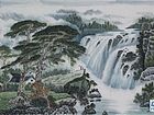 画家闫秀伶山水作品《松山观瀑》