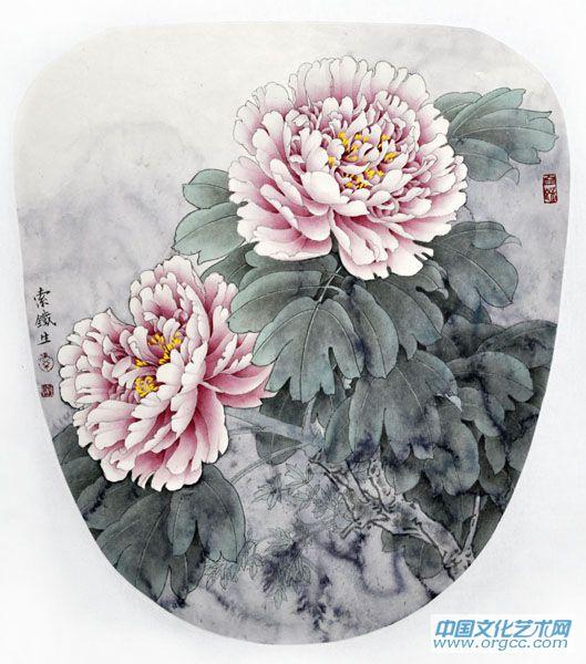 画家索铁生扇面花鸟作品《飞过池南水》