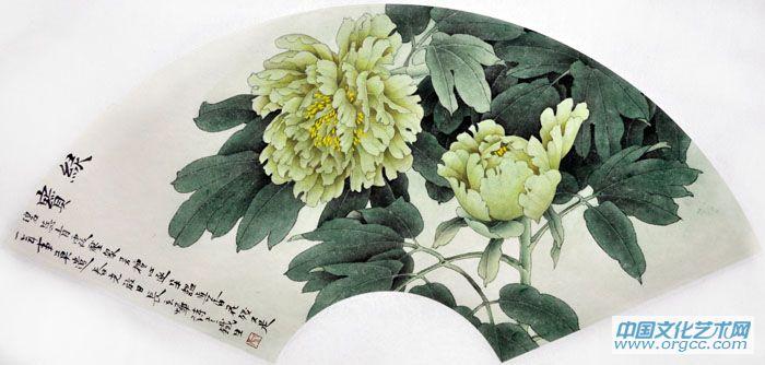 画家索铁生扇面花鸟作品《飞过池南水》
