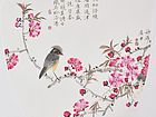 画家索铁生花鸟作品《好鸟枝头细语》