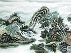 画家闫秀伶山水作品《碧草芳洲》