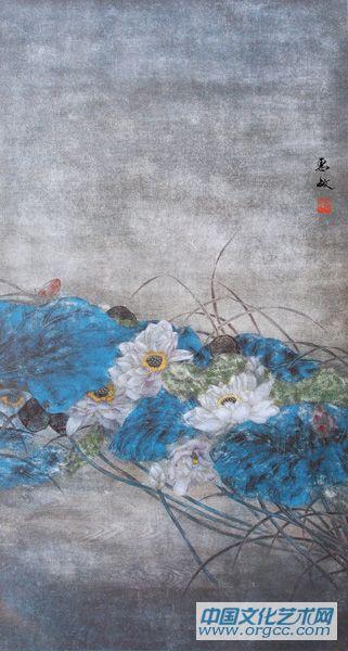 画家吴惠敏荷鸟作品