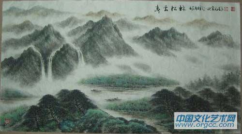李福星四尺国画——松林云山