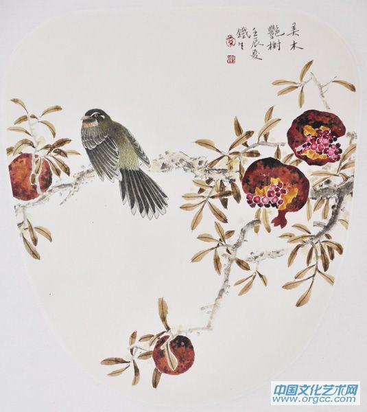 画家索铁生花鸟作品《美木艳树》
