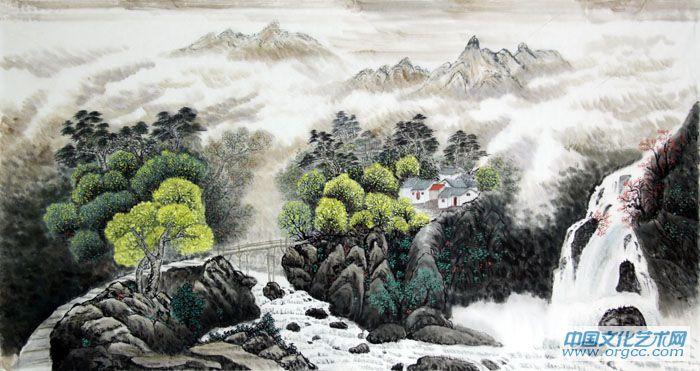画家闫秀伶山水作品《烂漫秋情》
