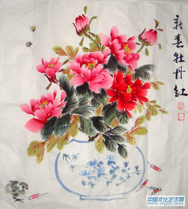 新春牡丹紅