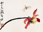花卉草虫之荷花蜻蜓图1954年作