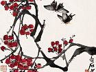 花卉草虫之红梅双蝶图1954年作