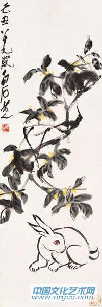 桂花白兔图1949年作