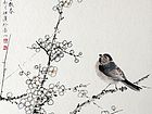 画家郭伊滨花鸟作品《聊赠一枝春》