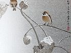 画家郭伊滨花鸟作品《溪塘初雪》