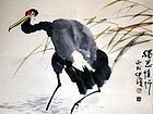 画家郭伊滨花鸟作品《独思慎行》