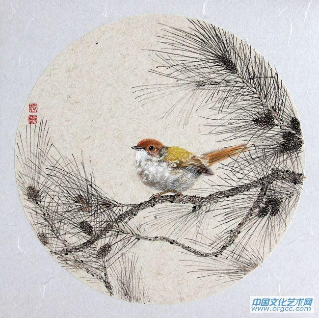 画家郭伊滨花鸟作品