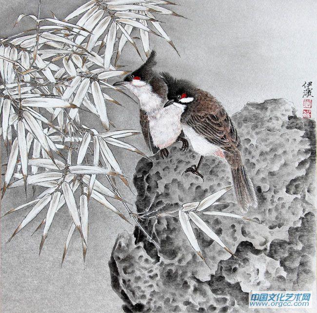 画家郭伊滨花鸟作品