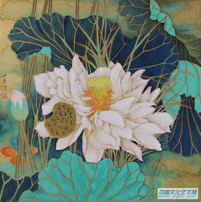 画家郭伊滨花鸟作品《荷花》