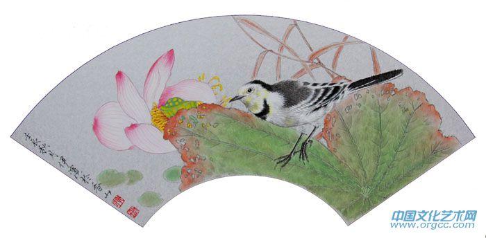 画家郭伊滨花鸟作品《荷花》
