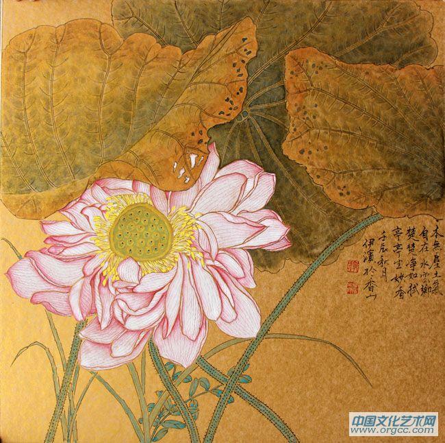 画家郭伊滨花鸟作品《亭亭生妙香》