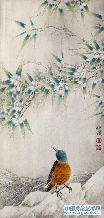 画家郭伊滨花鸟作品《冬韵》