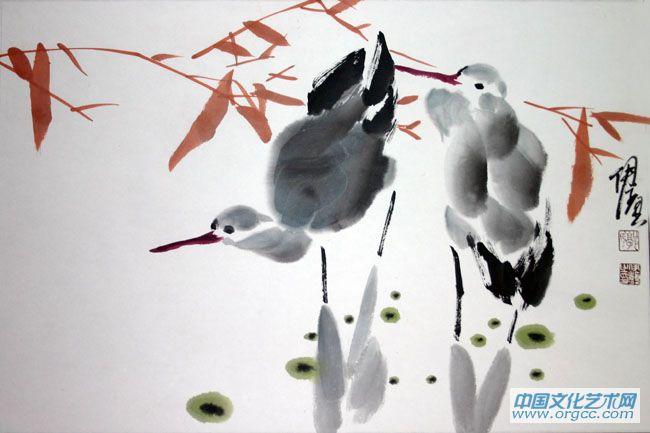 画家郭伊滨花鸟作品