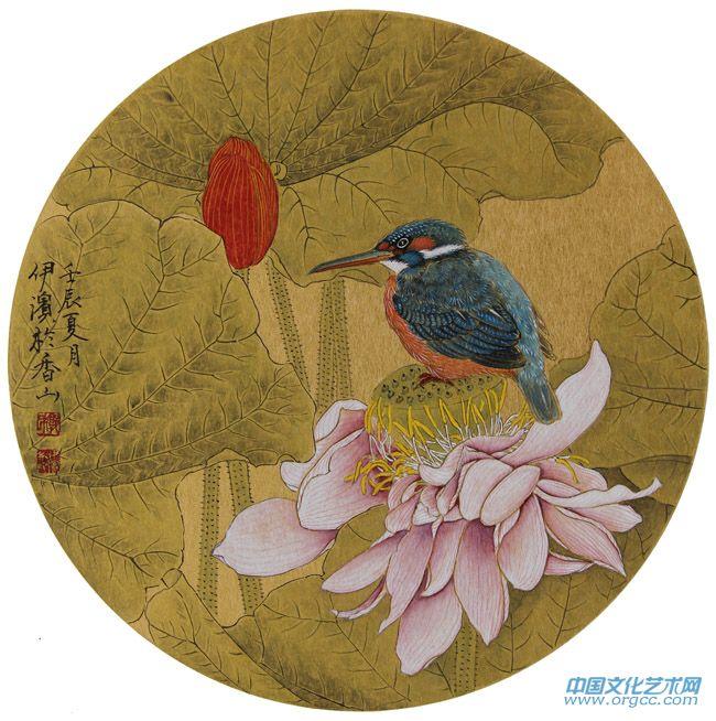 画家郭伊滨花鸟作品