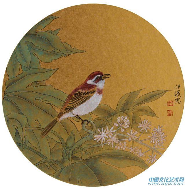 画家郭伊滨花鸟作品