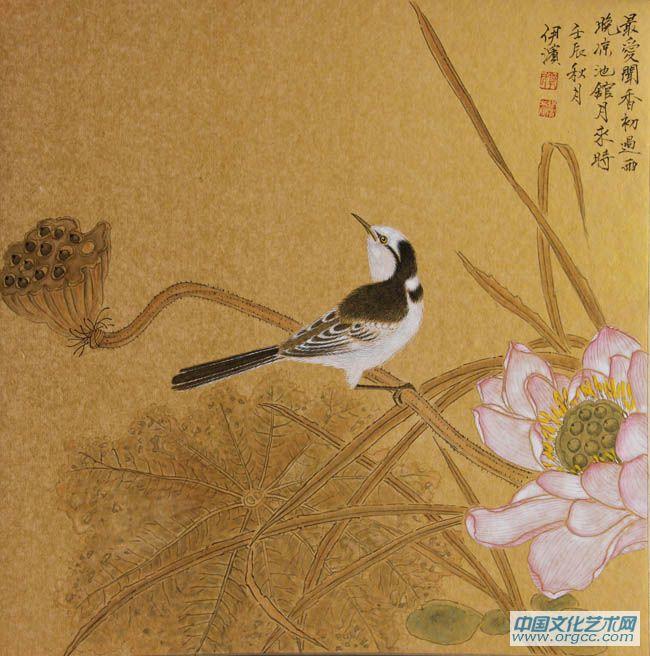 画家郭伊滨花鸟作品《最爱闻香初过西》