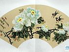 书画家柴新胜花鸟扇面作品