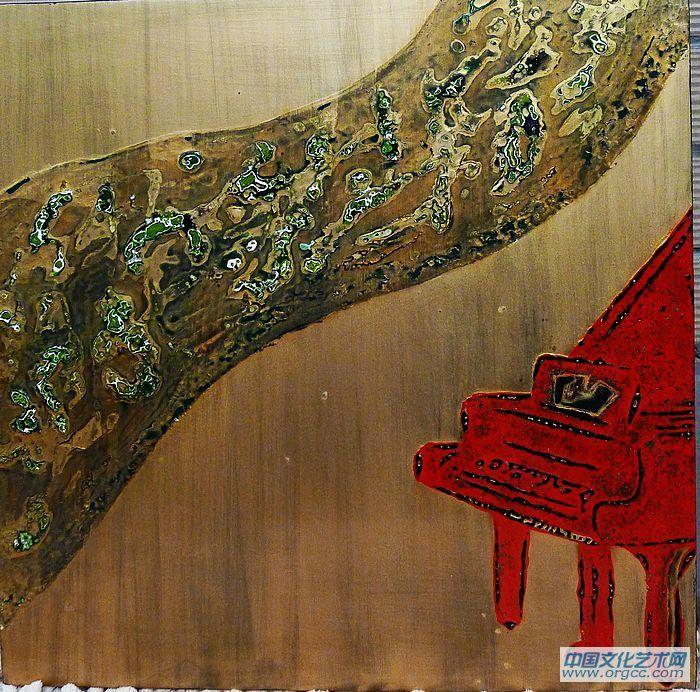 武夏红漆画作品——乐器系列