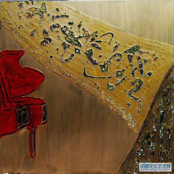 武夏红漆画作品——乐器系列