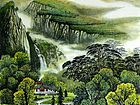 画家闫秀伶山水作品《秋山桔香》