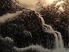画家李颠焦墨山水作品《源远流长古琴韵》
