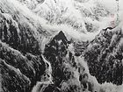 画家李颠焦墨山水作品《雪融流泉畅》