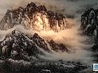 画家李颠焦墨山水作品《重山叠嶂》