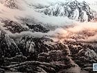 画家李颠焦墨山水作品