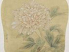 国画家常丽霞扇面工笔牡丹作品