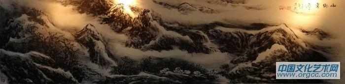 画家李颠焦墨山水作品