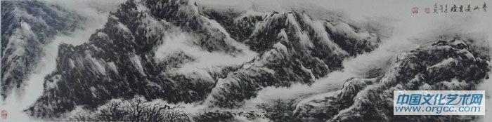 画家李颠焦墨山水作品
