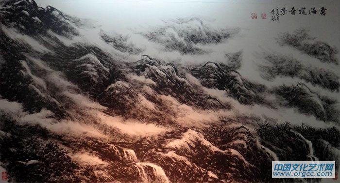 画家李颠焦墨山水作品