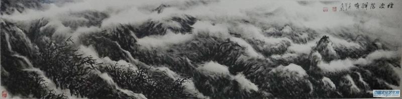 画家李颠焦墨山水作品